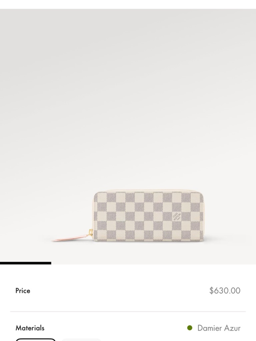 Louis Vuitton Damier Azur Check Zip-Around Wallet in Beige and Blue